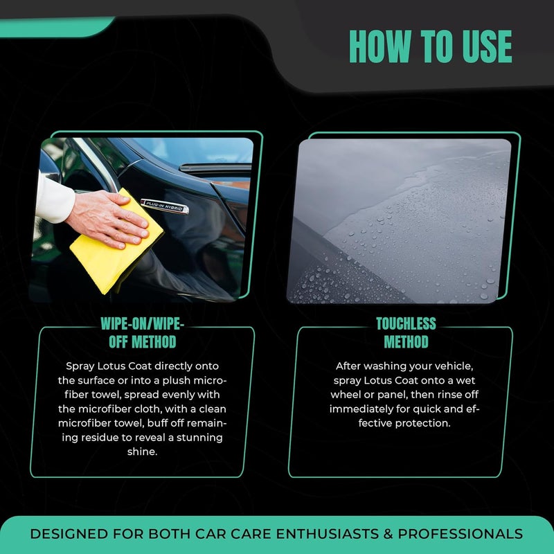 Oberk Lotus Coat SiO₂ Spray Sealant – High Gloss Spray for Cars – Touchless or Wipe-On – Protects Paint, Wheels & Glass – Safe for Coatings – Easy Car Wax Alternative (128 oz) - Image 3